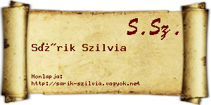 Sárik Szilvia névjegykártya